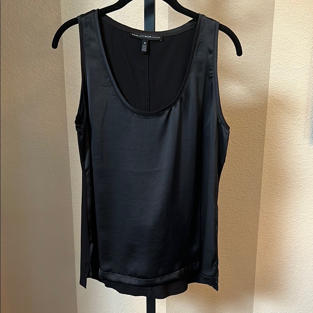 WHBM size Medium Black Satin Sleeveless Top